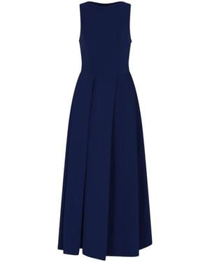 Emporio Armani Technical Cady Sleeveless Dress With Pleats - Blue