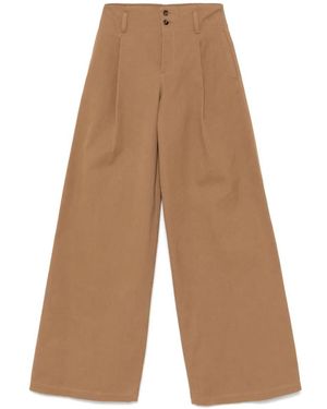 Chloé Cotton Wide-Leg Pants - Brown