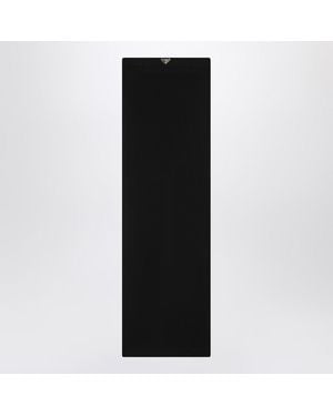 Prada Ribbed Midi T-Shirt Skirt With Logo Detail - Black
