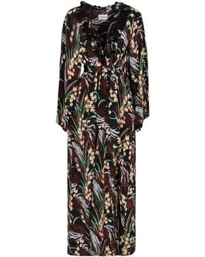 P.A.R.O.S.H. Printed Crepe Dress - Black
