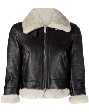 DSquared² Shearling Jacket With Logo - Black