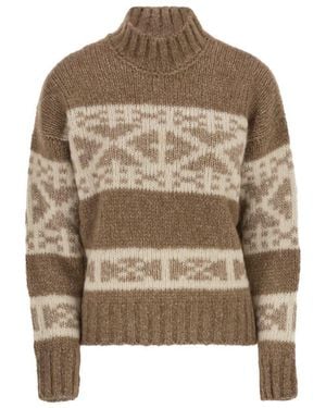 Peserico Alpaca, Cotton And Wool Knitwear - Brown