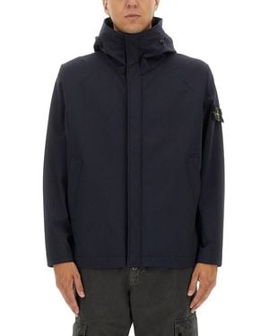 Stone Island Short Soft Shell Parka - Blue