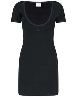 Courreges Ribbed Mini Dress With Accents - Black