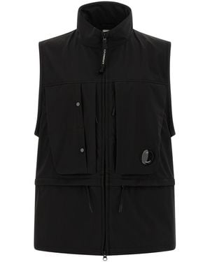 C.P. Company 'Cp Shell Hooded' Vest - Black