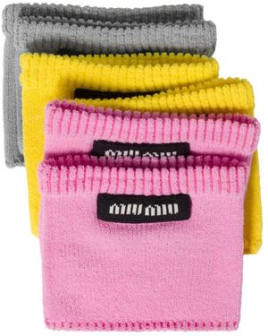 Miu Miu Logo-Patch Socks (Pack Of Three) - Pink