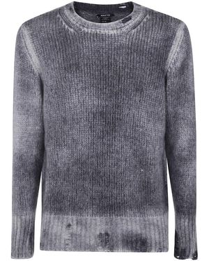 Avant Toi Hand Painted Round Neck Pullover - Grey