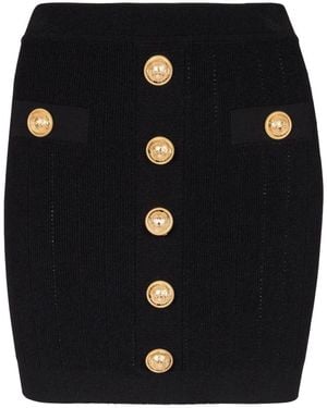 Balmain Buttoned Knitted Skirt - Black