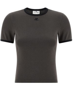 Courreges 'signature Contrast' T-shirt - Black