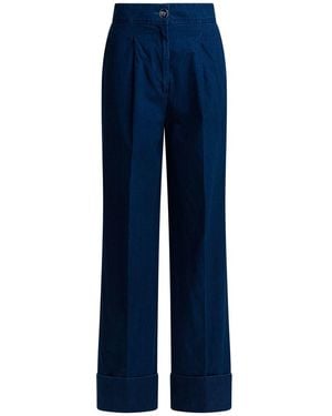 Valentino Garavani Wide-Leg Jeans With Pleats - Blue