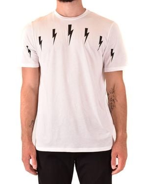 Neil Barrett T-Shirt With Lightning Bolt Motifs - Pink