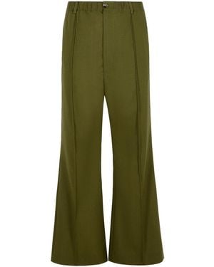 Marni Virgin Wool Trousers With Stitched Pleats - Green