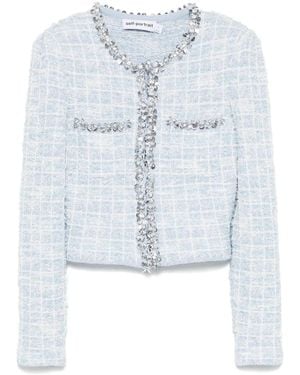 Self-Portrait Checked Cardigan - Blue