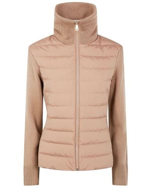 Moncler Padded Wool Zip-up Cardigan Clothing - Natural