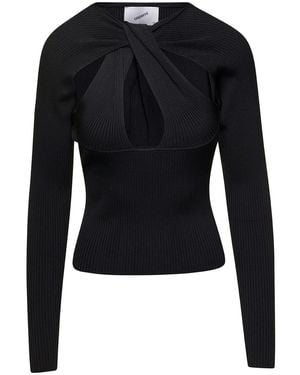 Coperni Long-Sleeve Top With Twisted Cut-Out Detail - Black