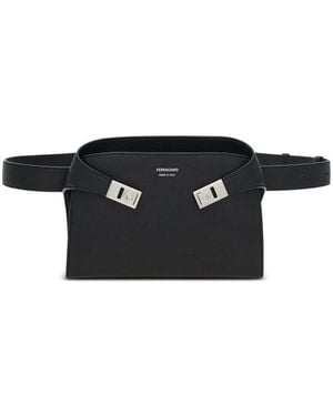 【関税&送料込】Salvatore Ferragamo Black Econyl Belt Bag FERRAGAMO Florence Leather Belt Bag Salvatore Ferragamo