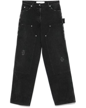 Golden Goose Distressed Cotton Jeans With Front Patches - Black