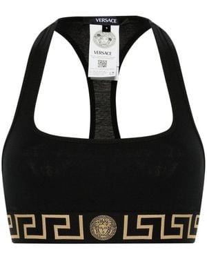Versace Bra With Elastic Band Featuring The Greca Motif - Black