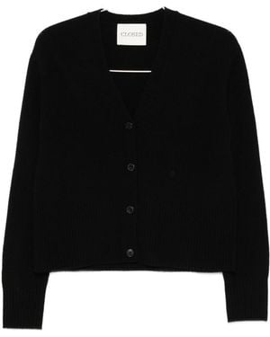 Closed Wool V-Necked Cardigan - Black