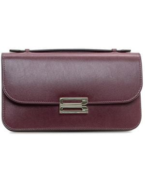 Victoria Beckham Midi Dorian Bordeaux Leather Clutch Bag - Purple