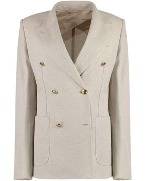 Max Mara Vanadio Cotton Double-Breasted Blazer - Natural