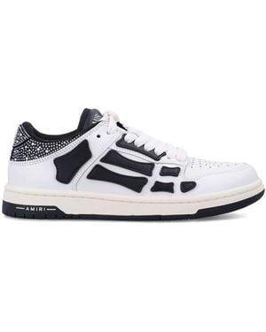 Amiri Crystal Satin Skel Top Low Trainers - White