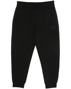 Emporio Armani Logo-Embroidered Cuffed Track Trousers - Black