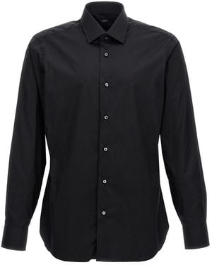 Barba Napoli Poplin Shirt - Black