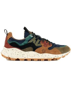 Flower Mountain Yamano 3 Uni Trainers In Suede And Technical Fabric Multicolour - Blue