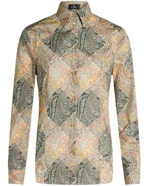 Etro Printed Cotton Shirt - Yellow