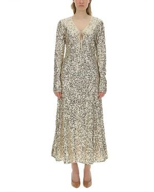 ROTATE BIRGER CHRISTENSEN Sequined Maxi Dress With Deep V-Neckline - Natural