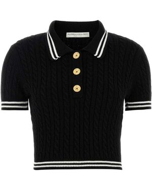 Alessandra Rich Braided Polo Shirt - Black
