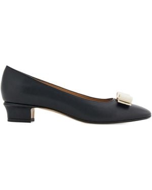 Ferragamo Vara Leather Court Shoes - Black