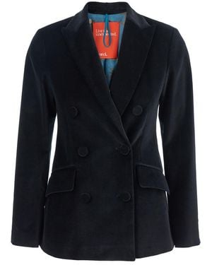 ..,merci Black Double-breasted Jacket With Peak Revers In Velvet Woman