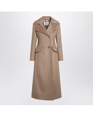 Max Mara Long Double-Breasted Coat - Natural