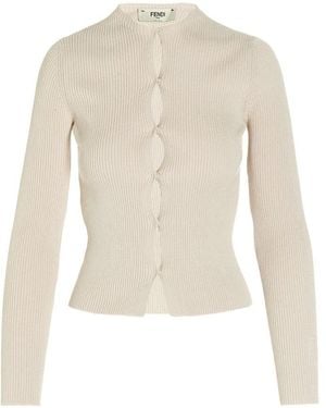 【送料&関税込】Fendi White Cashmere Blend Cardigan CASHMERE BLEND CARDIGAN