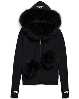 Balenciaga Furry Zip-up Hoodie Clothing - Black