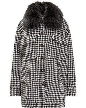Ava Adore Houndstooth Coat With Collar - Black
