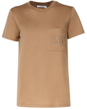 Max Mara Cotton Crewneck T-Shirt - Natural