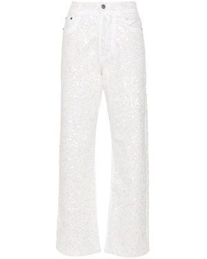 P.A.R.O.S.H. Guff Sequin-Embellished Straight Jeans - White
