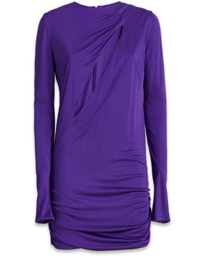 Versace Short Draped Viscose Dress - Purple