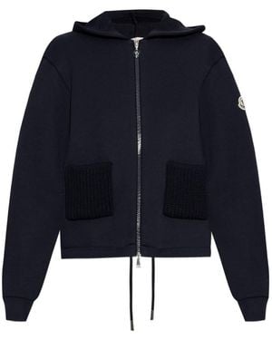 Moncler Logo Zipped Hoodie - Blue