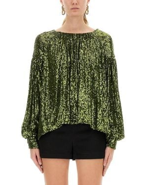 Rabanne Sequin Blouse - Green