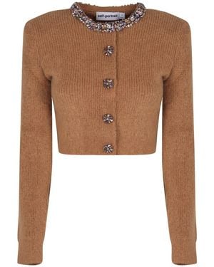Self-Portrait Cardigan - Brown