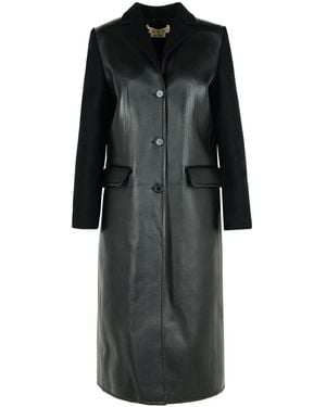 Marni Leather And Virgin Wool Coat - Black