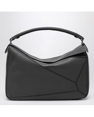 Loewe Large Puzzle Bag In Dark Grained - Black