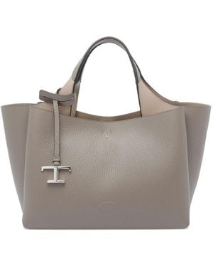 Tod's Mini Leather Shopping Bag - Grey