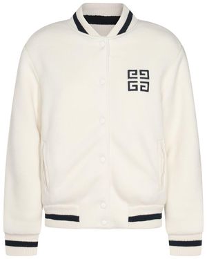 Givenchy 4G-Embroidered Relaxed-Fit Wool Bomber Jacket - White