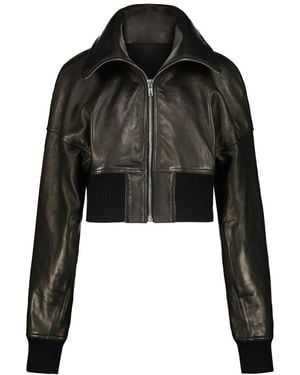 Rick Owens Cropped Padded Leather Jacket - Black