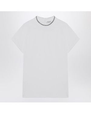 Brunello Cucinelli Crew-Neck T-Shirt With Pendant - White